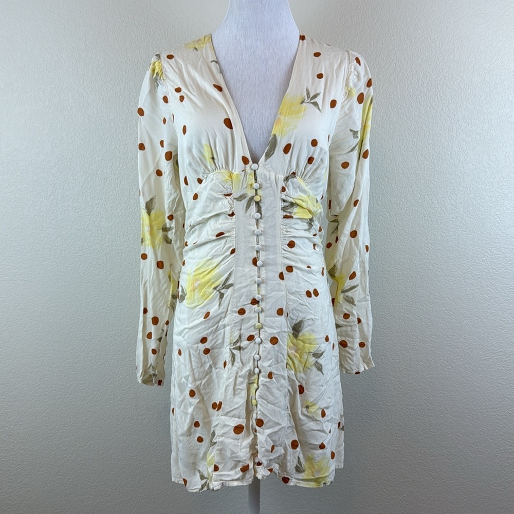 Free People Cream Date Night Long Sleeve Mini Dress Size Small - Picture 4 of 12